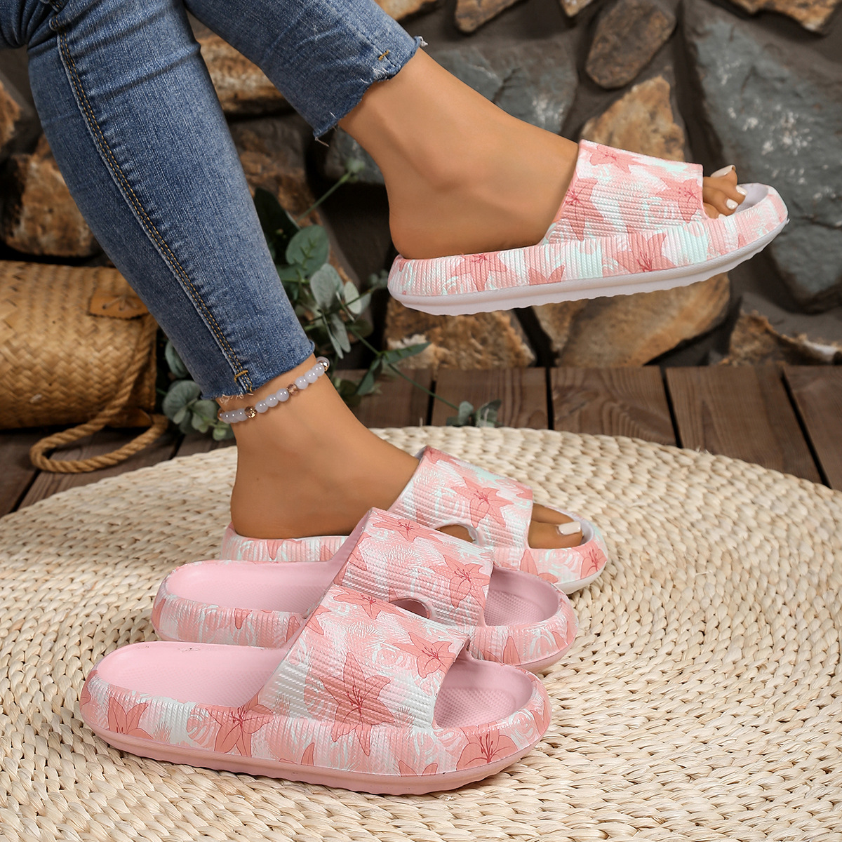 Summer Thick-soled Floral Printed Sandals foto 5