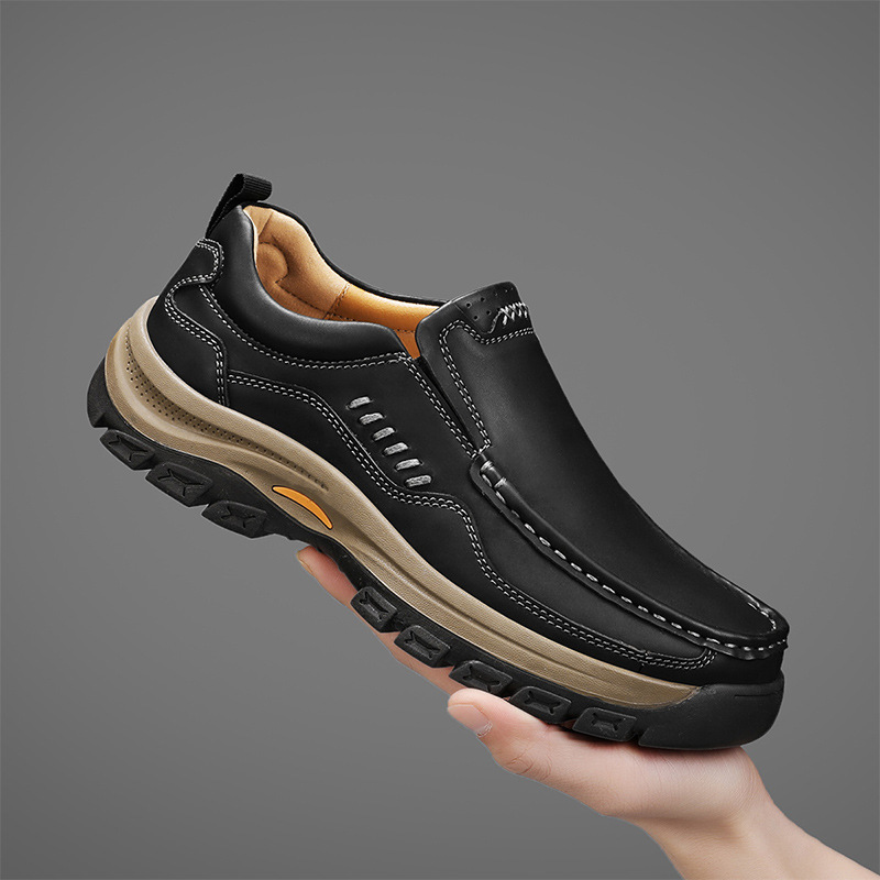 Mens British-style Casual Leather Shoes For Outdoor Hiking foto 5