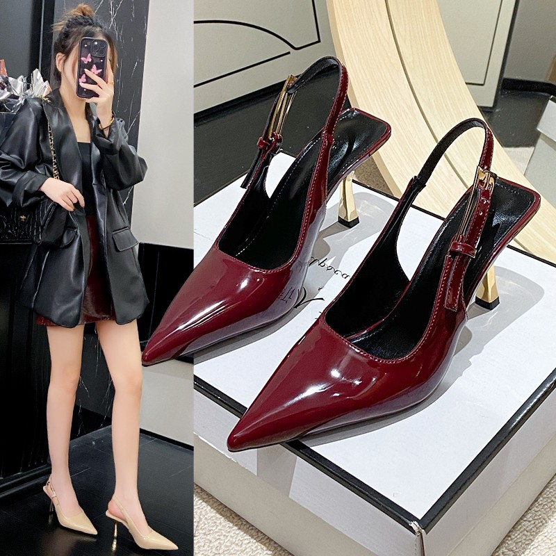 Fairy-style Stiletto-heel Pointed-toe Open-back Closed-toe Sandals foto 5