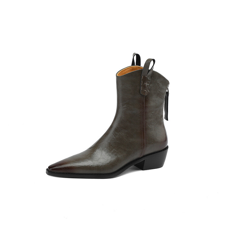 Autumn And Winter New Short Boots Women Pointed Toe Handsome British Style Martin Boots Solid Color foto 5