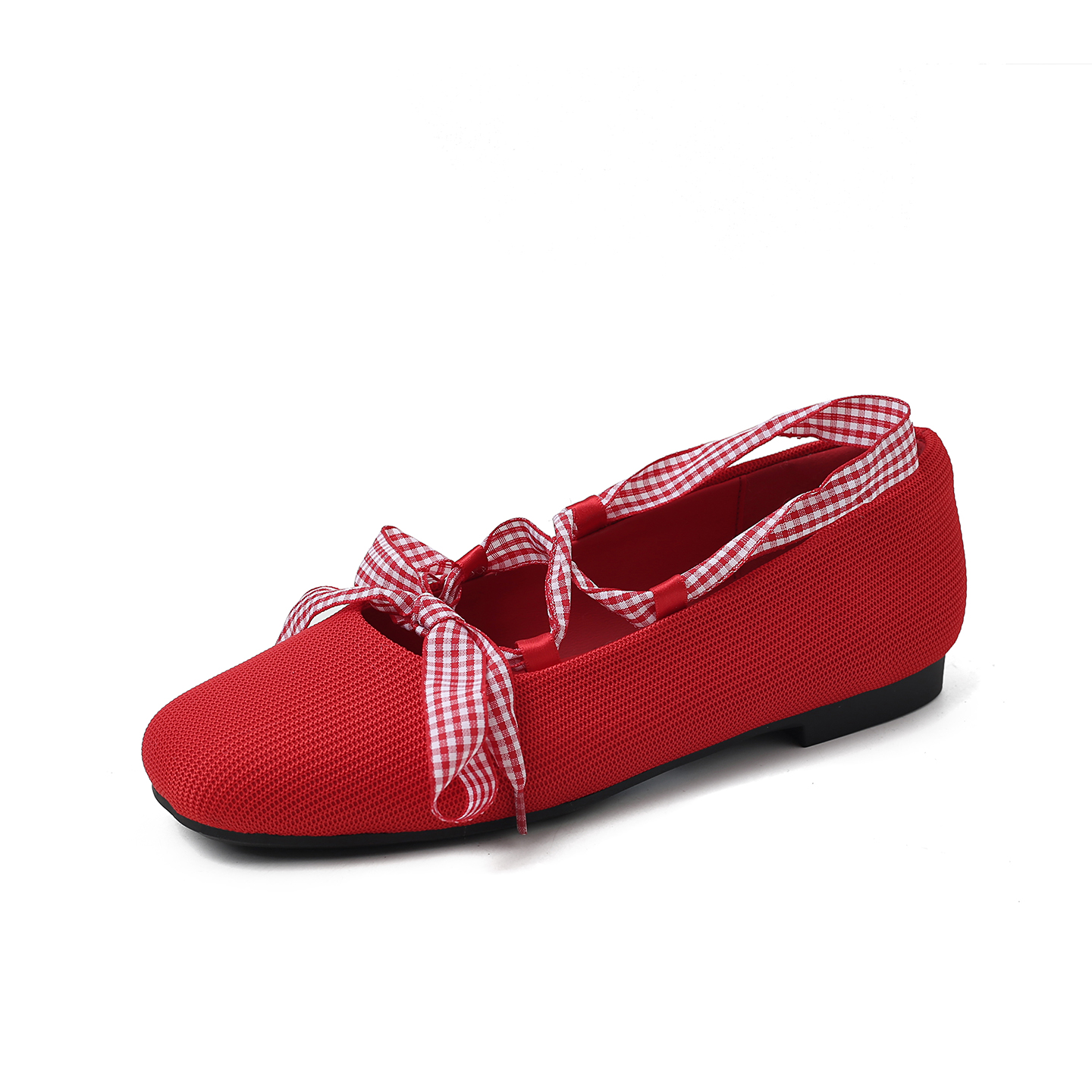 Women's Handmade Linen Slip-On Flats, Square Toe Low Heel Vintage Shoes With Sheepskin Lining & TPR Sole foto 5