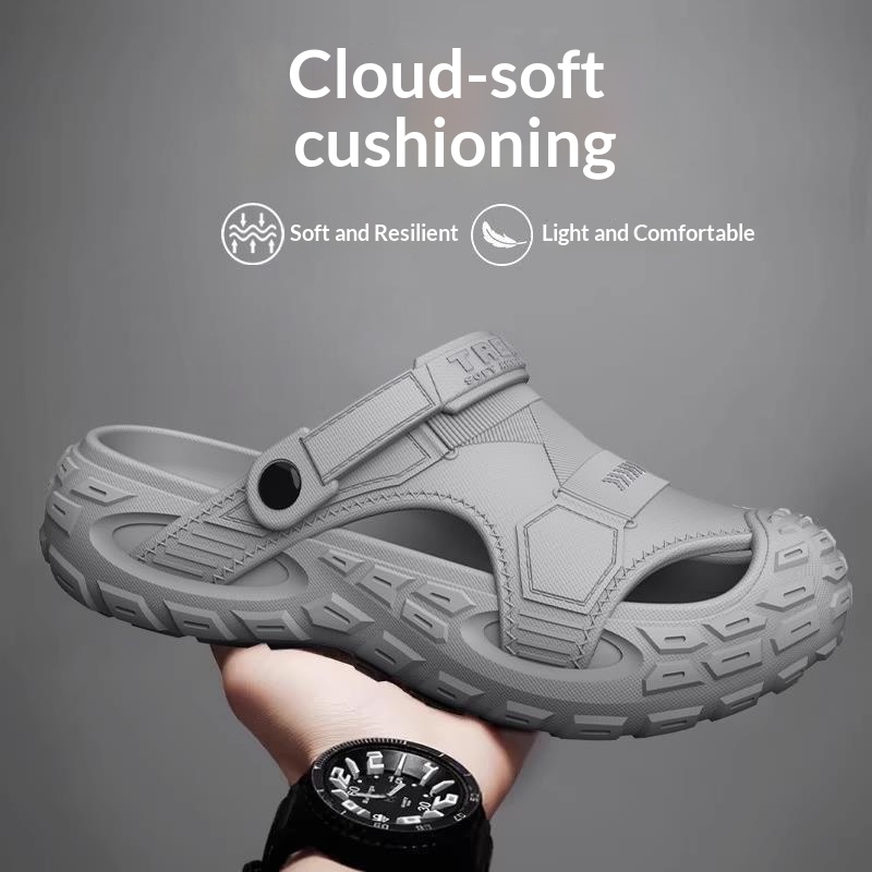 Mens Summer Outdoor Non-Slip Soft-Soled Closed-Toe Beach Clog Shoes foto 5