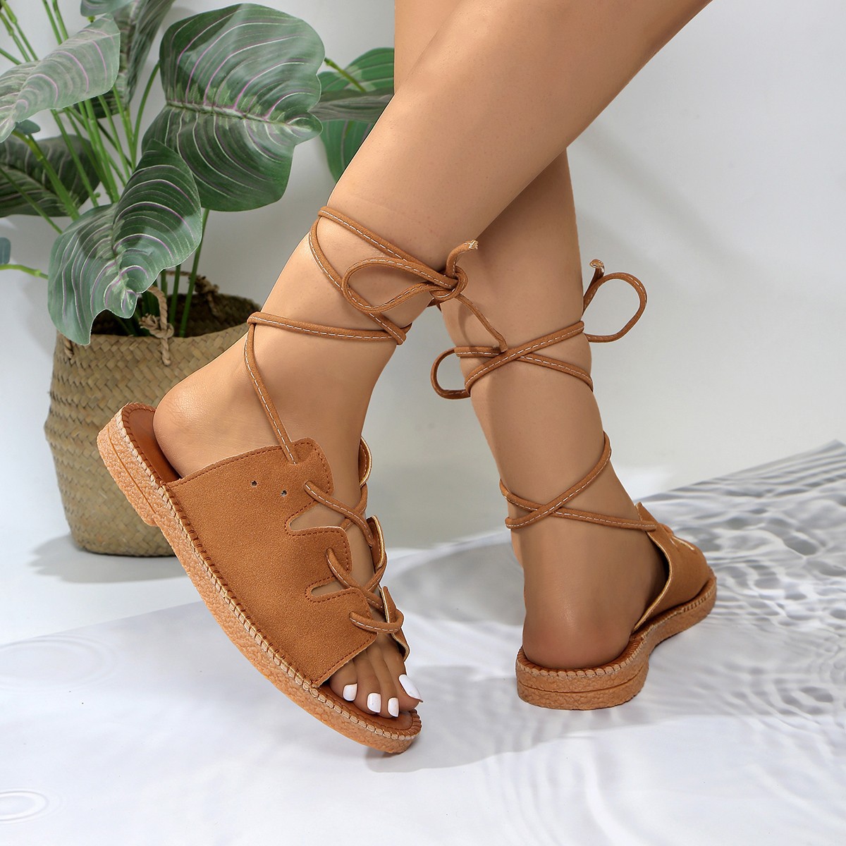 Summer New Plus Size Light Bottom Hemp Rope Lace-up Sandals For Women foto 5