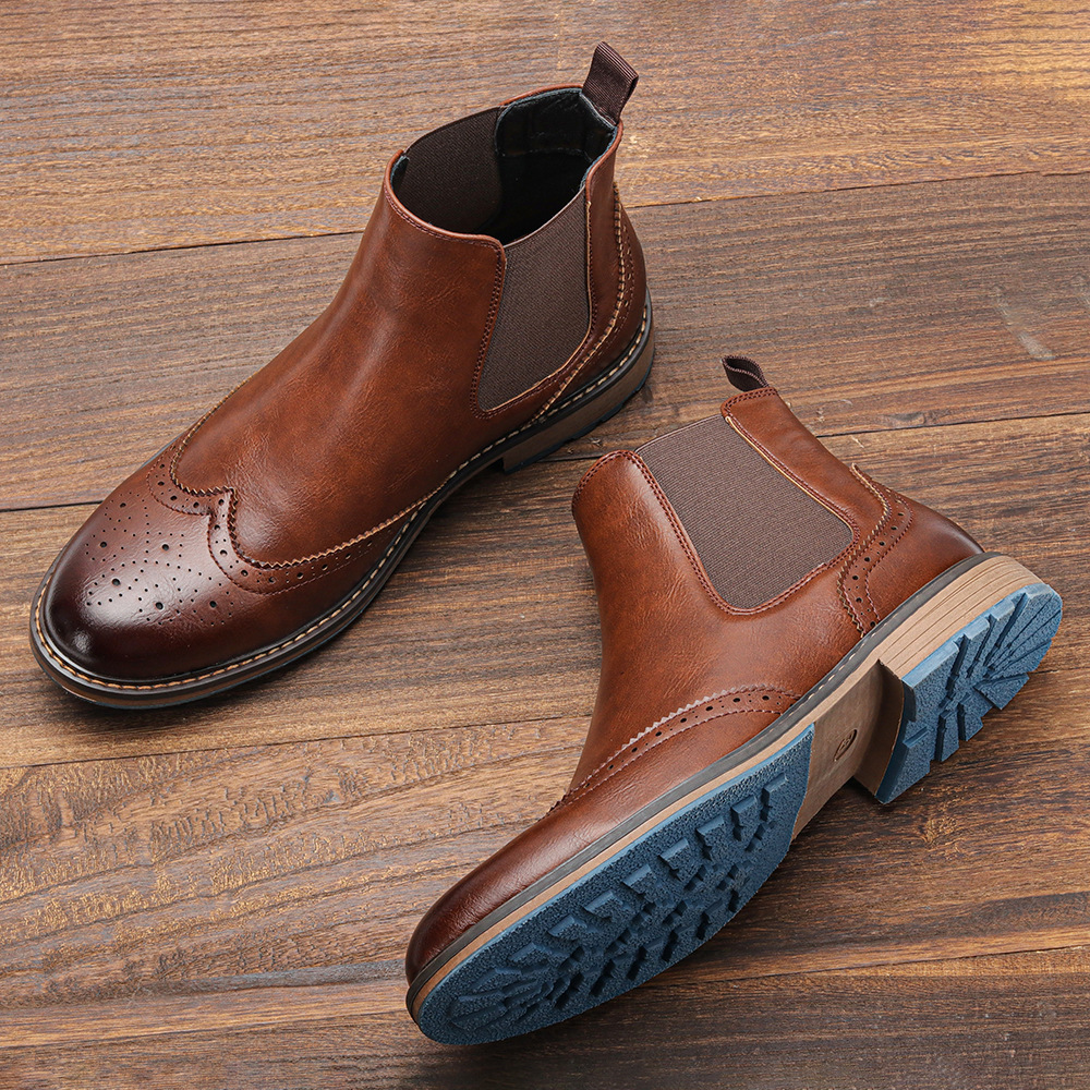 Mid-top Carved Casual Men's Shoes Brogue Retro foto 2