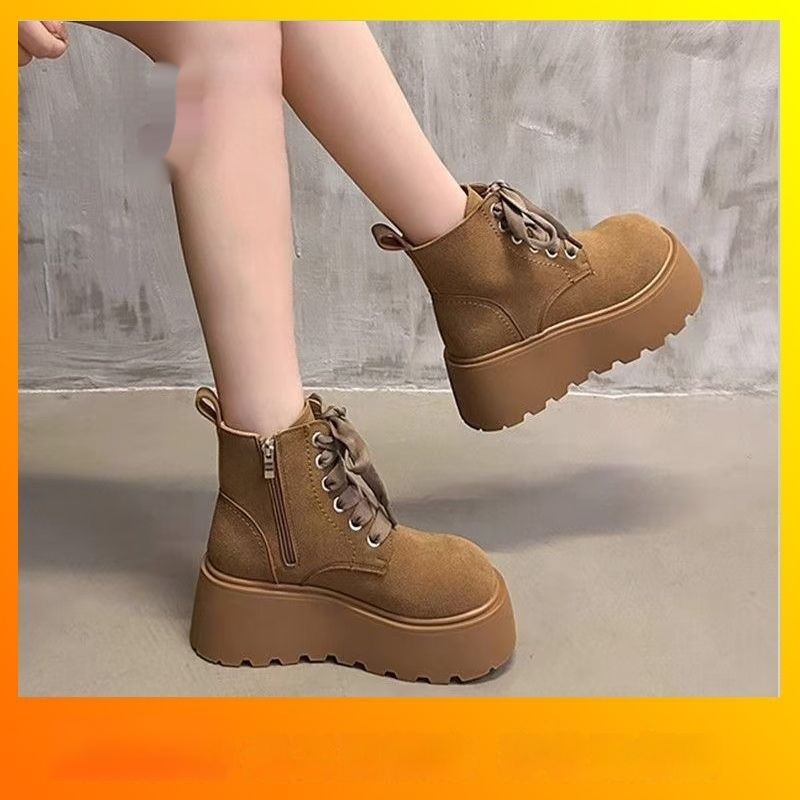 Stylish Chunky-soled Vintage Lace-up Versatile Boots For Women foto 3