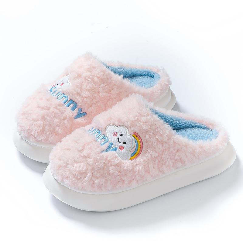 Cute Cartoon Cotton Slippers Thick Bottom Home Slippers Fashion Floor Bedroom Slipper Women Men Couples Warm House Shoes foto 2