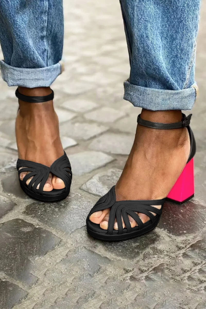 Women's High Heel Fashion Peep Toe Buckle Sandals foto 2