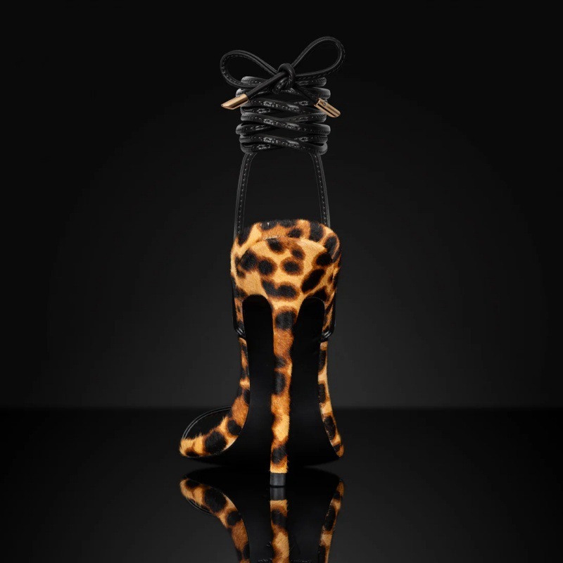 Sandals Pointed Leopard Print Roman Women's Lace Up Shoes foto 4