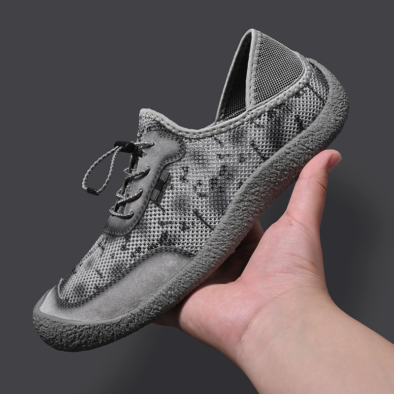Plus Size Genuine Leather Men's Handmade Sew Shoes Lightweight