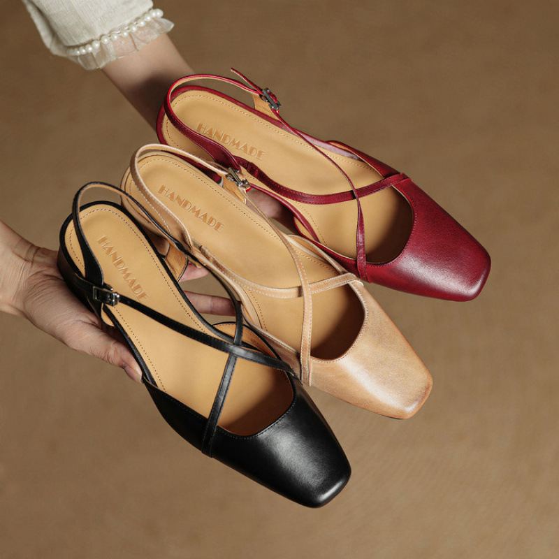 Women's Tendon Soft Bottom Mid Heel Sandals Closed Toe Casual foto 5