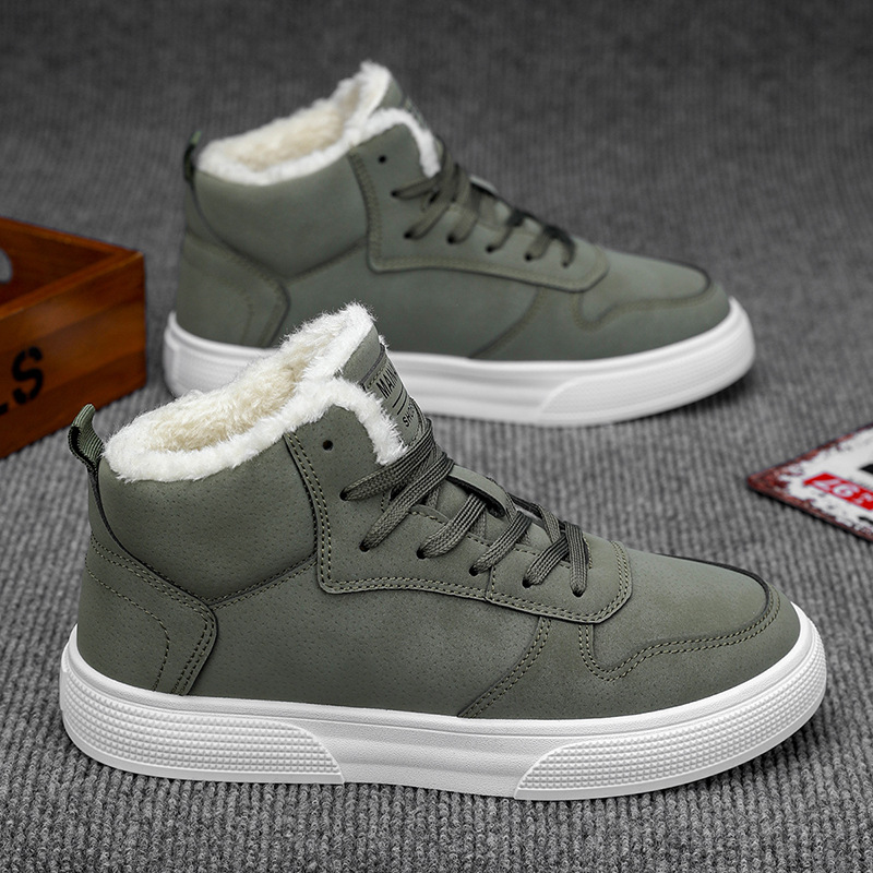 Plus Size Men's High-top Winter Warm Fleece-lined Casual Fashion Sports Cotton Shoes foto 3