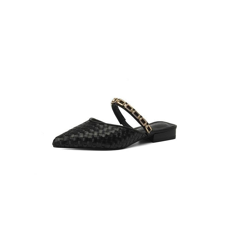 Chain-style Strappy Pointed-toe Low-heeled Flat Sandals foto 2