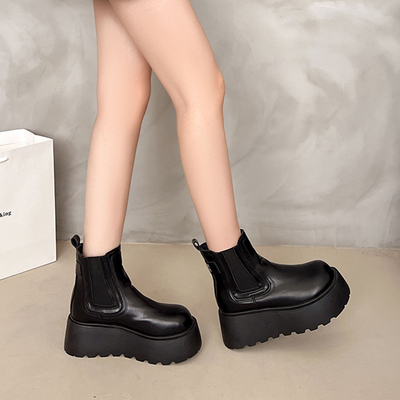 Women's Fashion British-style Chunky-sole Ankle Boots foto 2