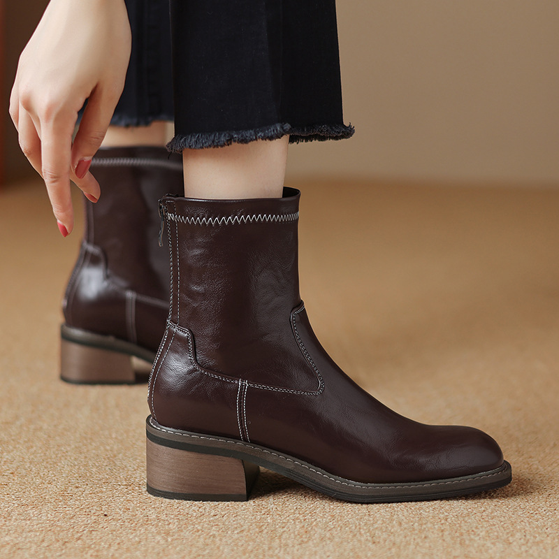 Women's Simple And Casual Mid-heel Martin Boots foto 5