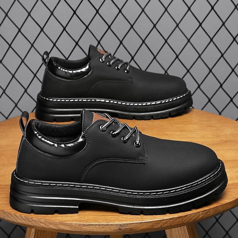 Autumn New Breathable Martin Men's Platform Leather Shoes Casual Boots foto 4