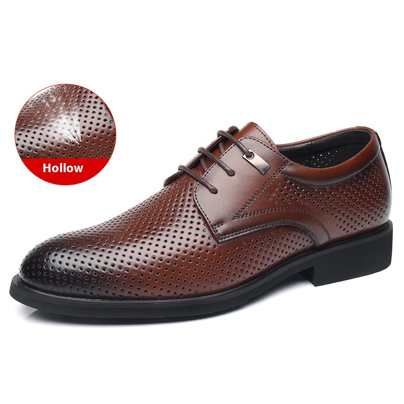 Business Formal Wear Breathable Hollow Men's Cowhide Height Increasing Shoes foto 5