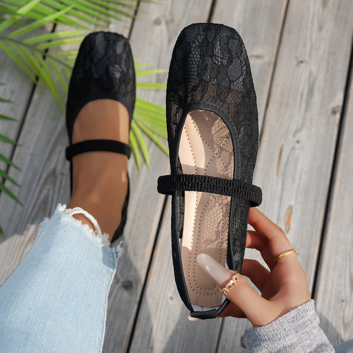 Womens Casual European And American-style Square-toe Flats foto 4