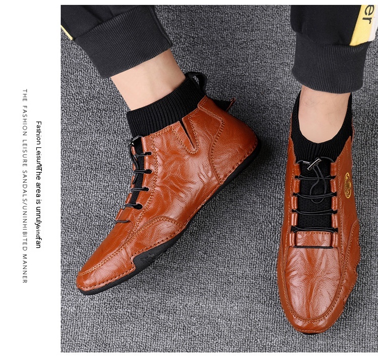 Real Leather With Fleece Lining Mid-top Wool Socks Mouth Octopus Leather Boots foto 2