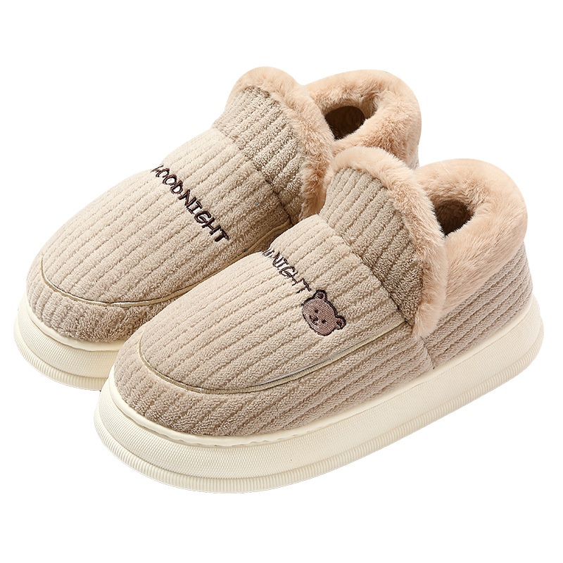 Home Cotton Slippers Winter Bag Heel Men Plus Size Woolen Slipper Room Inner Velvet Men's Household Plush Cotton Shoes Women Wholesale foto 4