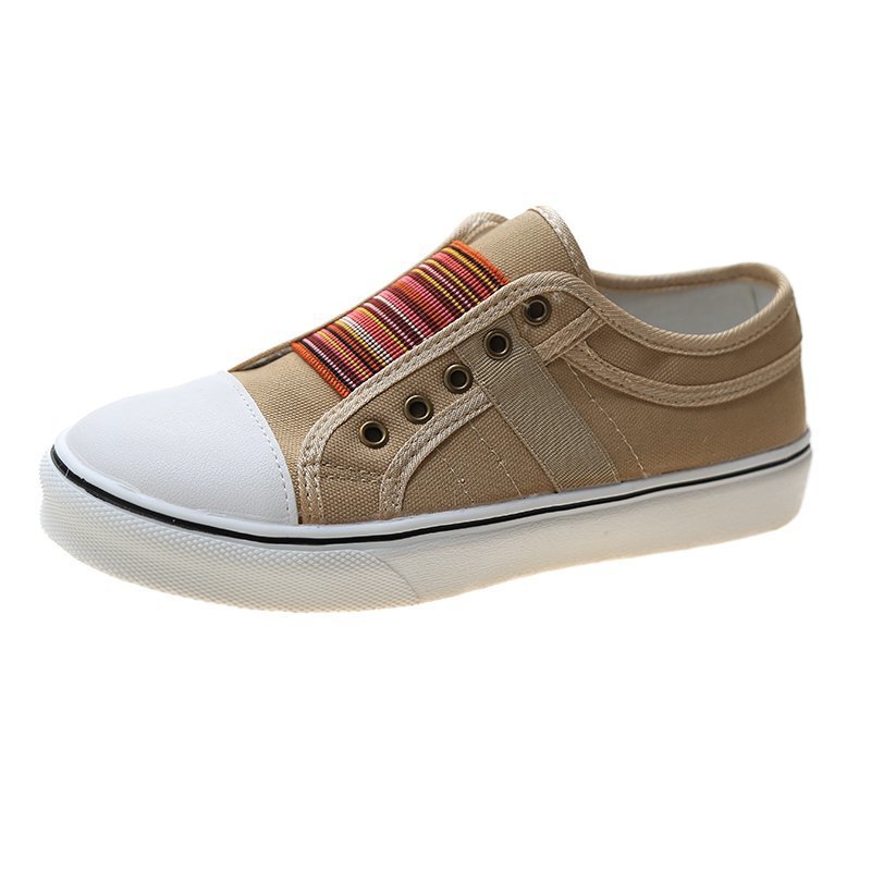 Women's Retro Zipper Fashion Patchwork Canvas Shoes foto 5
