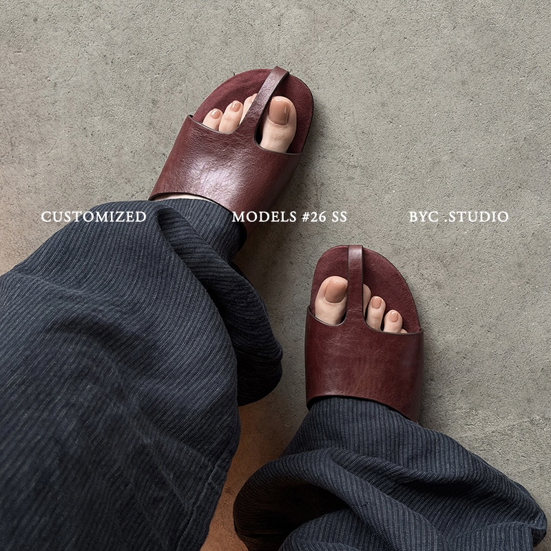 Women's Handmade Full-Grain Leather T-Strap Flat Slide Sandals, Sheepskin Lined Retro Quiet Luxury Mules foto 4