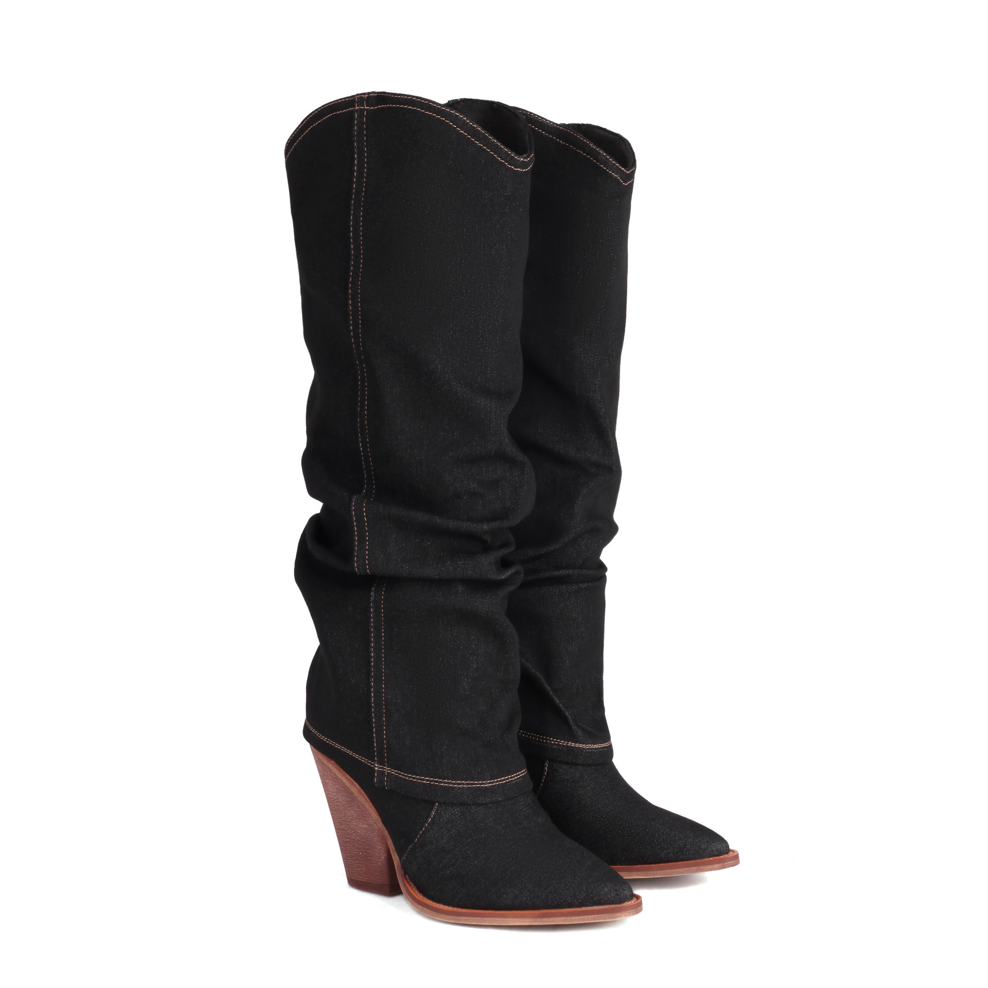 Chunky Heel High Heel Vintage Pointed Toe High Tube Pants Boots foto 3