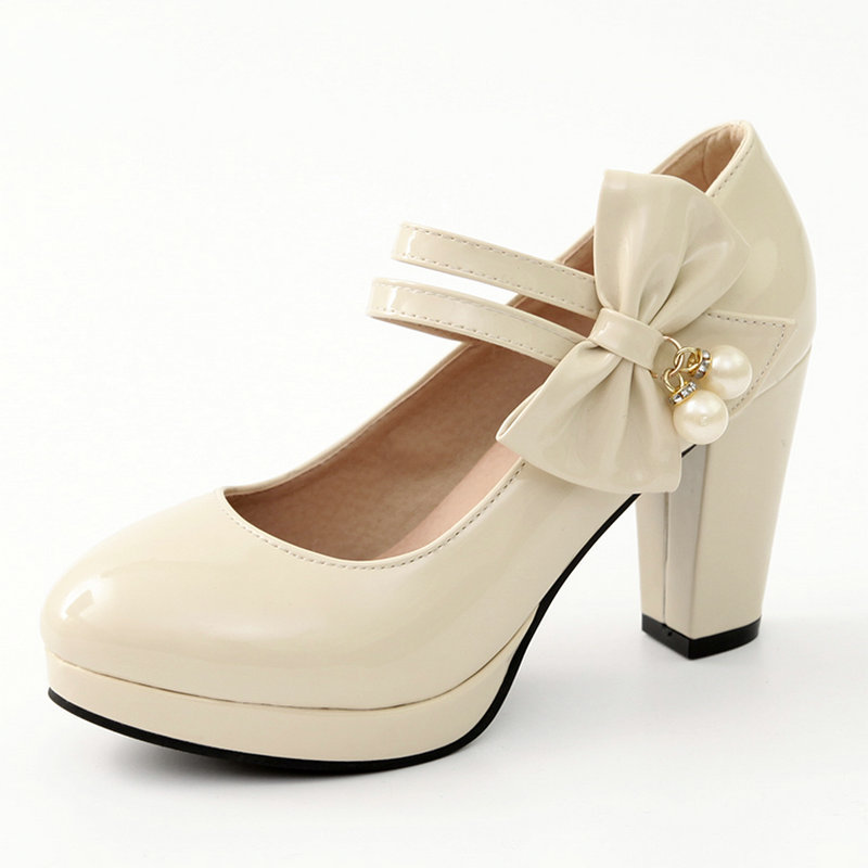 Thick Heel Super High Heel Round Toe Large Size Waterproof Platform Shoes Performance Model Cheongsam Catwalk Shoes foto 4