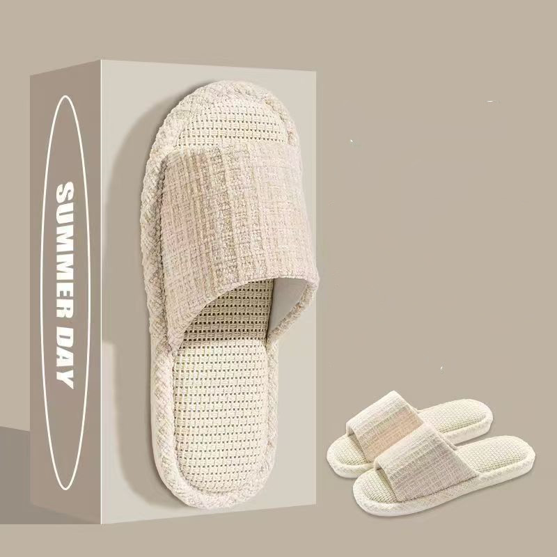 Indoor Summer Sweat Absorbing Cotton And Linen Slippers foto 3
