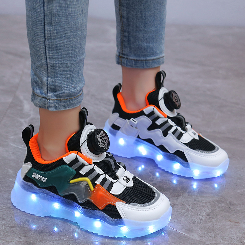 Rotating Button Charging Colorful Light Shoes Sports Light Up Shoes foto 4