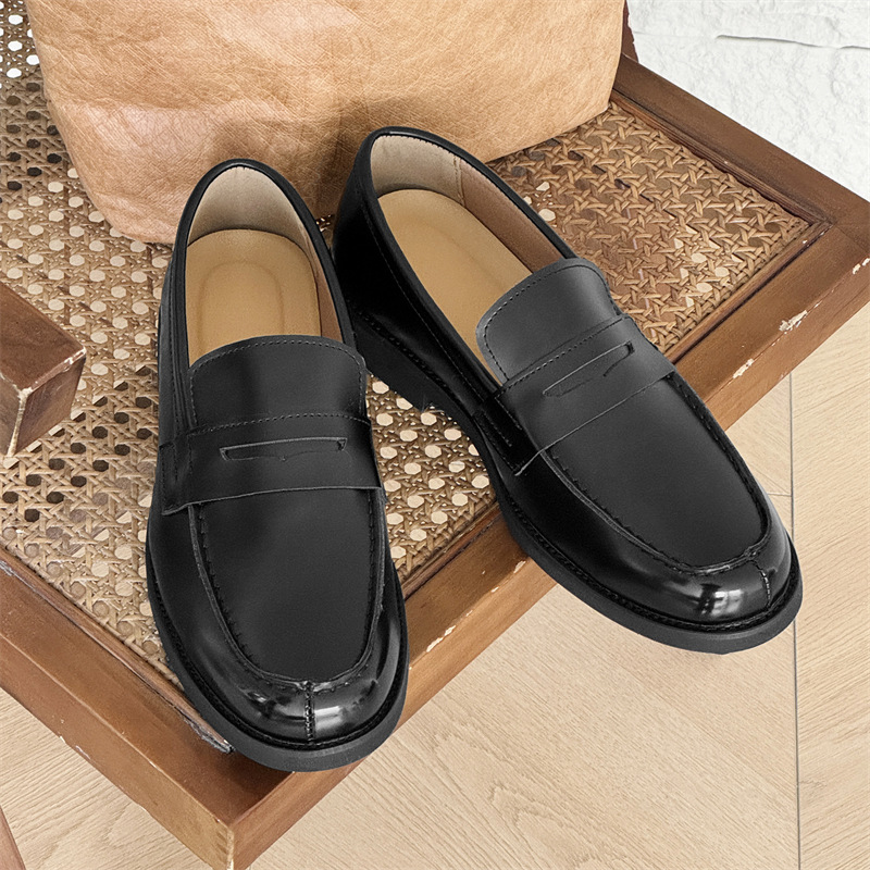 Men's Classic Slip-on Black Derby Couple Leather Shoes foto 5