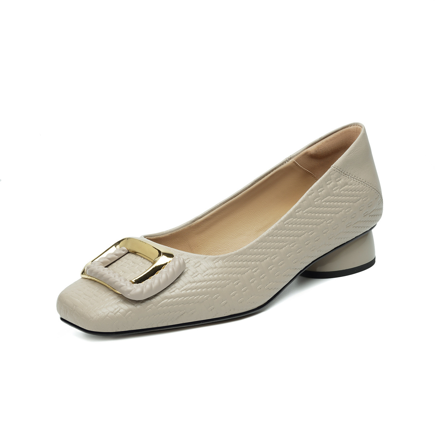 Sheepskin Shallow Mouth Women's Mid-heel Shoes foto 3