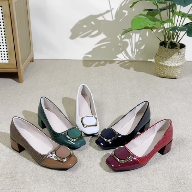 European And American-style Square Toe Chunky Heel Fashion Shoes Women's Slip-on foto 2