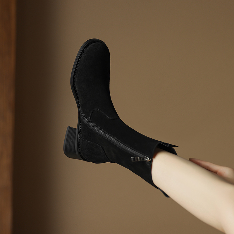 Womens Retro Western Flat Ankle Boots foto 5