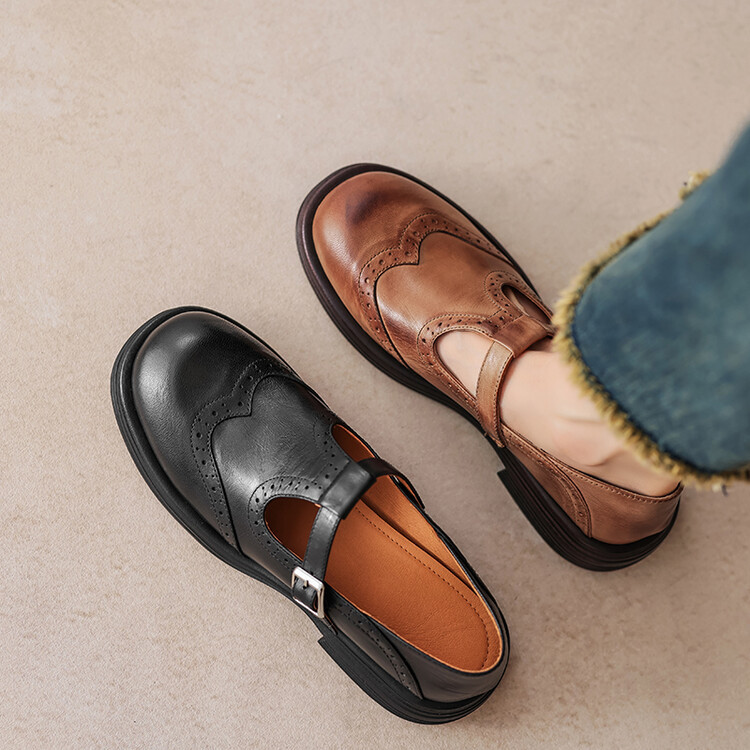 Fashion Women's Flat British Style Leather Shoes foto 4