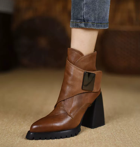 Retro Soft Sole Chunky Heel Ankle Boots For Women foto 3