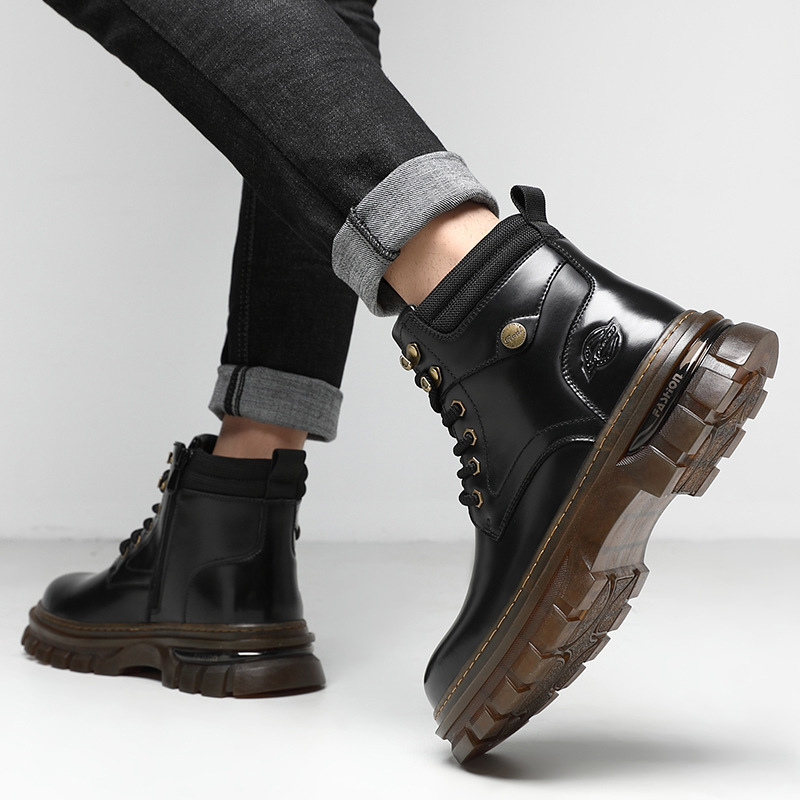 Fleece-lined Warm Cotton British Style Platform Boots foto 4
