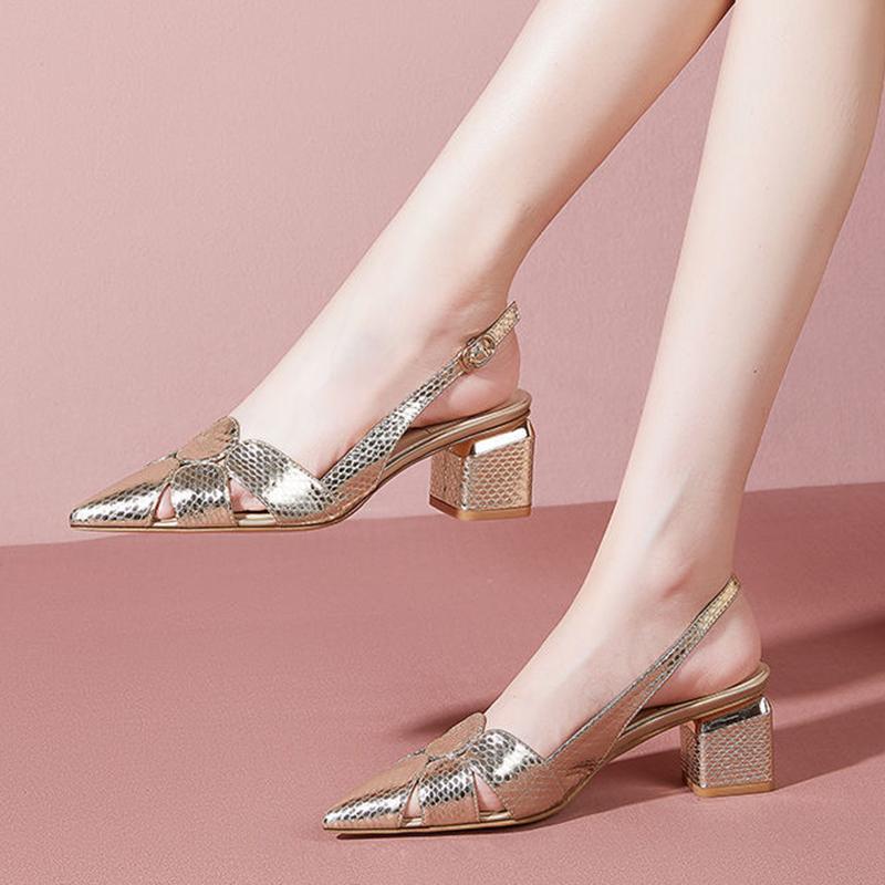 Versatile Fashionable Pointed-Toe Open-Heel High Heels Womens Sandals foto 5