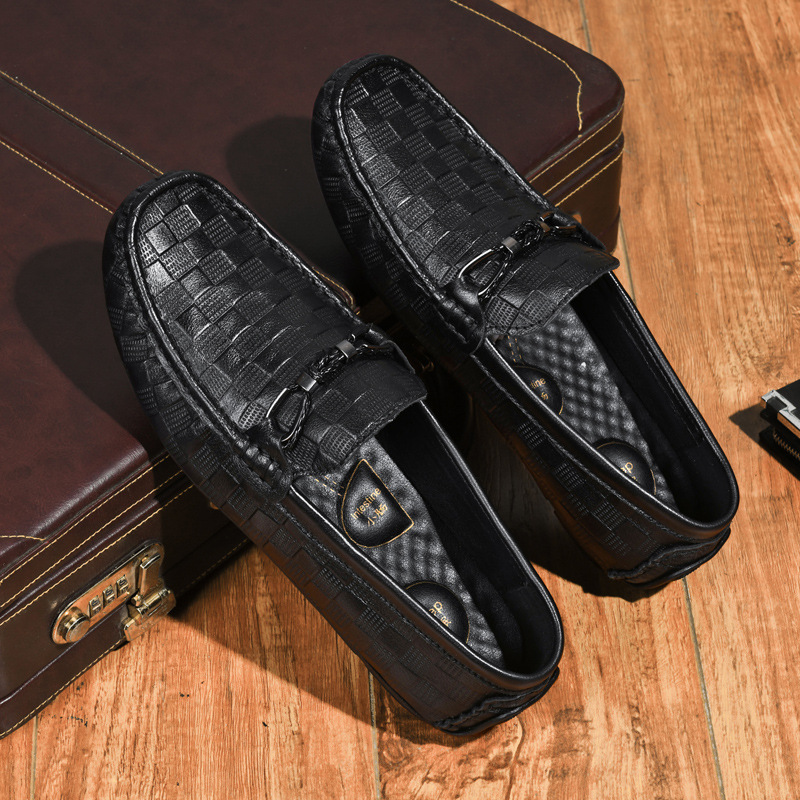 Full-grain Leather Embossed Pebble-toe Shoes Casual Shoes foto 5