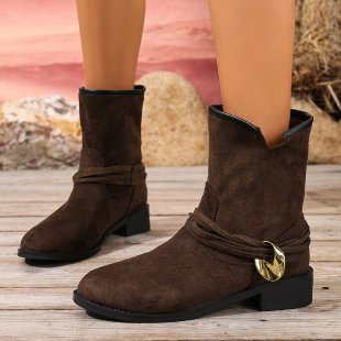 Casual Metal Buckle Slip-on Women's Martin Boots foto 3