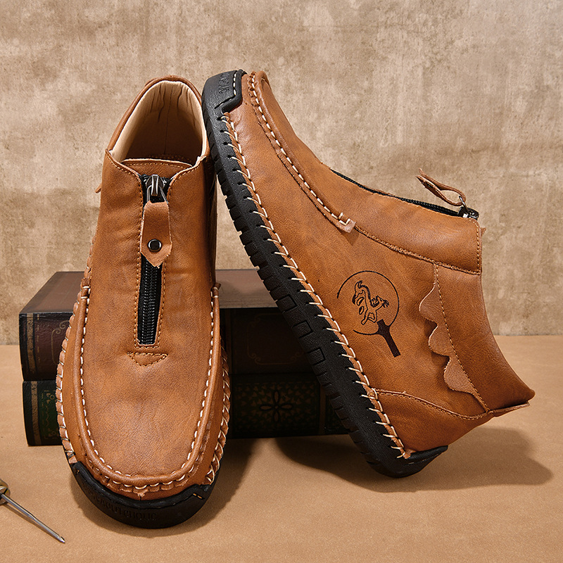 Slip-on Men's Leather Shoes Low-top Plus Size Loafers foto 5