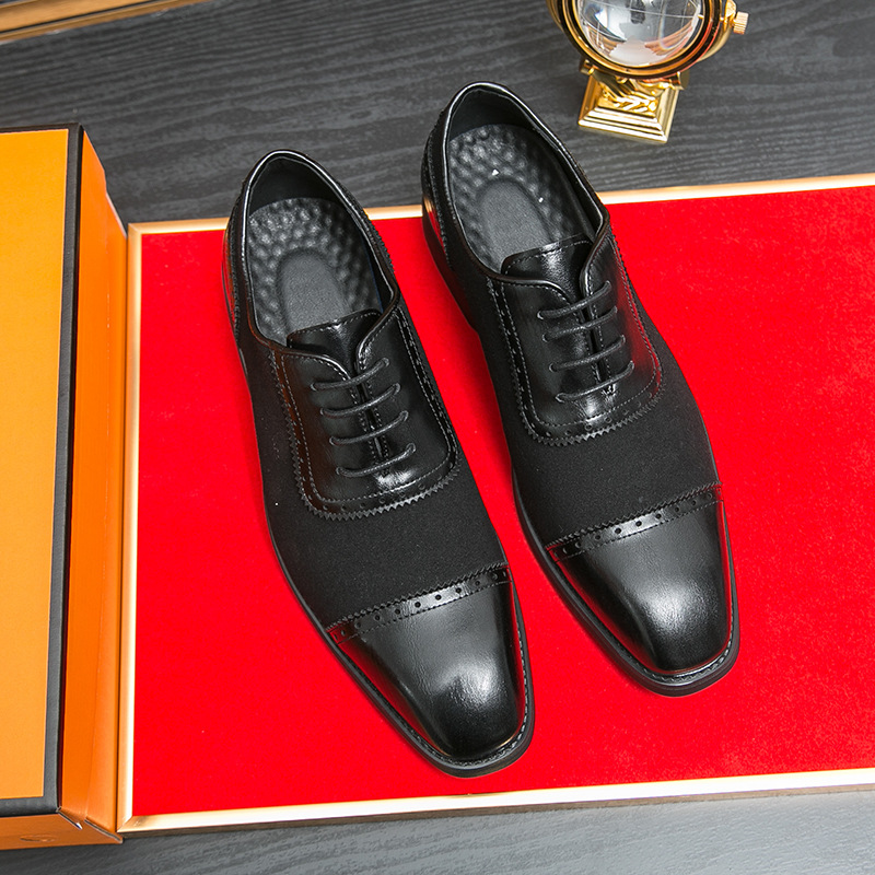 Men's Thick-soled Raised Round Toe Lace-up Business Leather Shoes foto 2