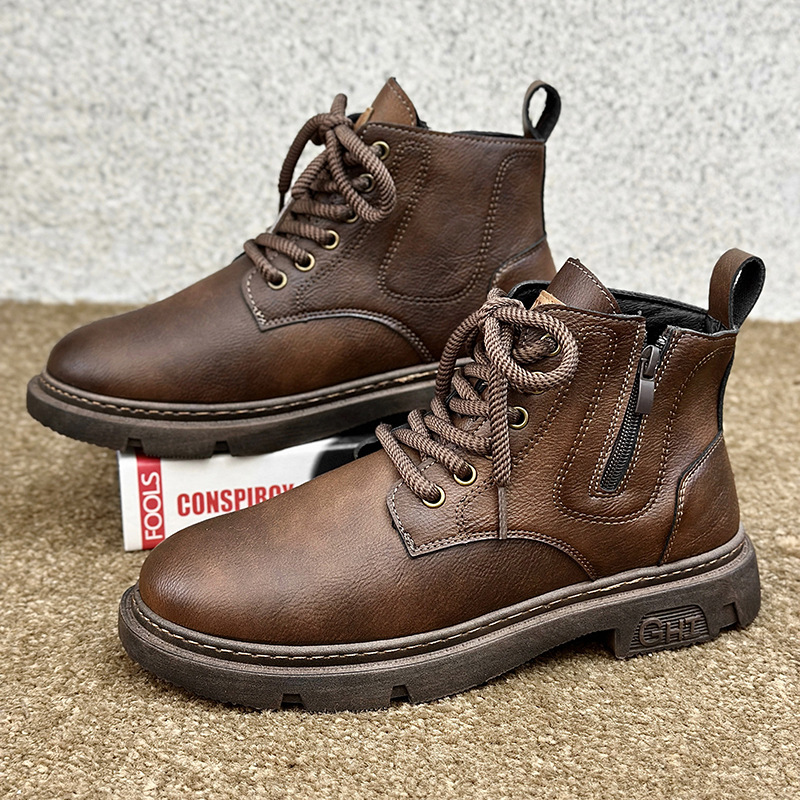 Men's Boots High-top New British Retro Workwear Trendy Casual foto 3