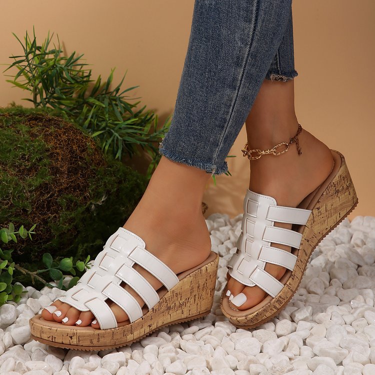 New European And American Wedge Peep Toe Roman Style Sandals foto 3