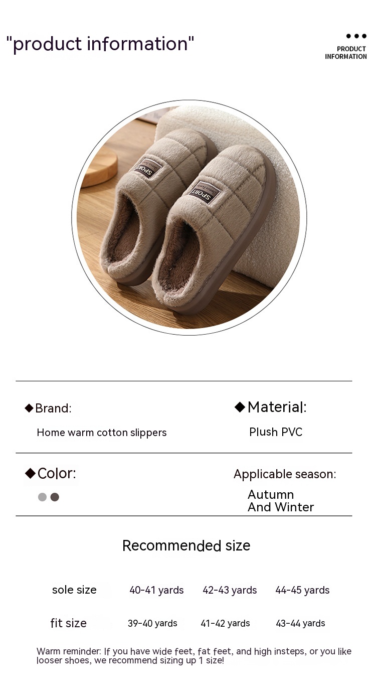 Men's Cotton Winter Household Woolen Thick Bottom And Warm Keeping Slippers foto 5