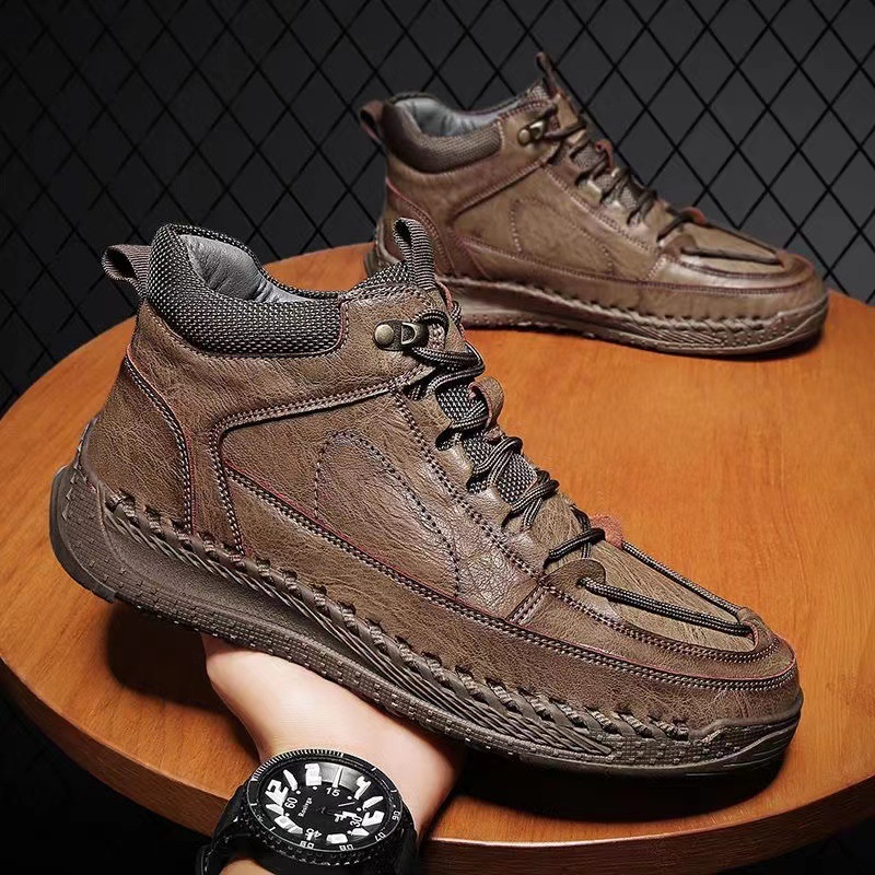 High-end Leather Martin Boots Men's Versatile High-top Shoes foto 5