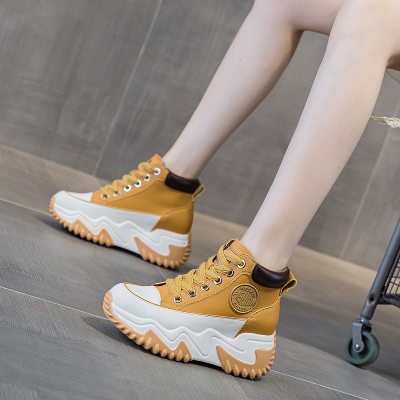 Air-perforated Wedge-heel Height-increasing High-top Casual White Sneakers foto 4