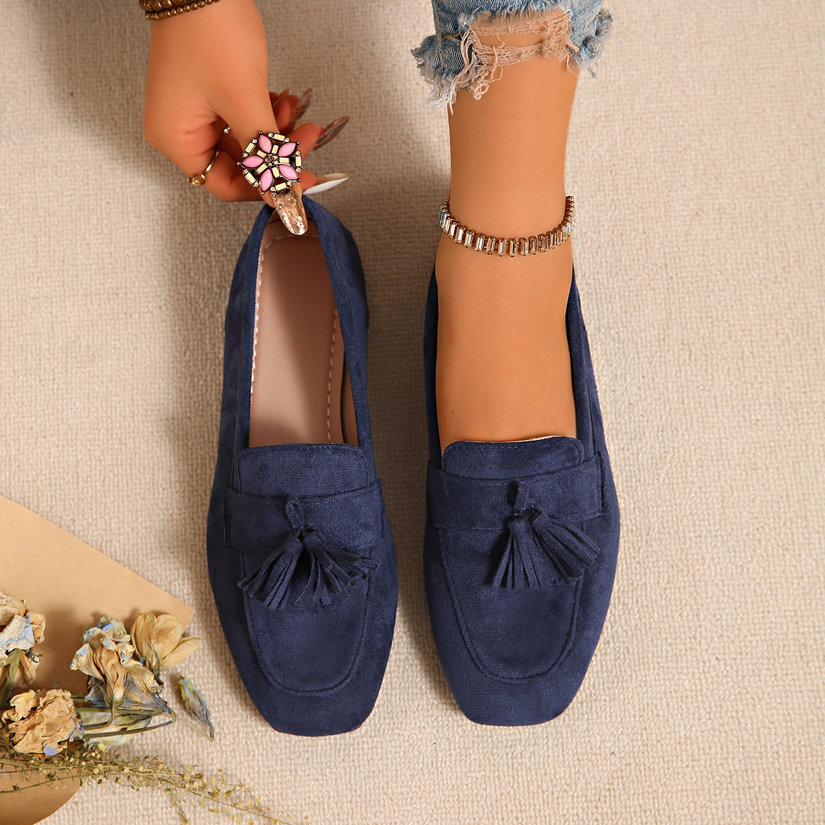 SpringAutumn Square Toe Slip On Casual Loafer Shoes foto 5