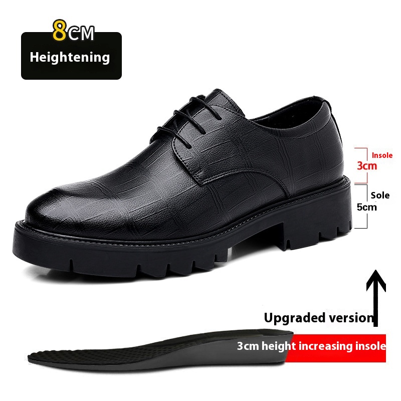 Inner Height Increasing Leather Men's 10cm Business Formal Wear Cowhide Black Casual Shoes foto 5