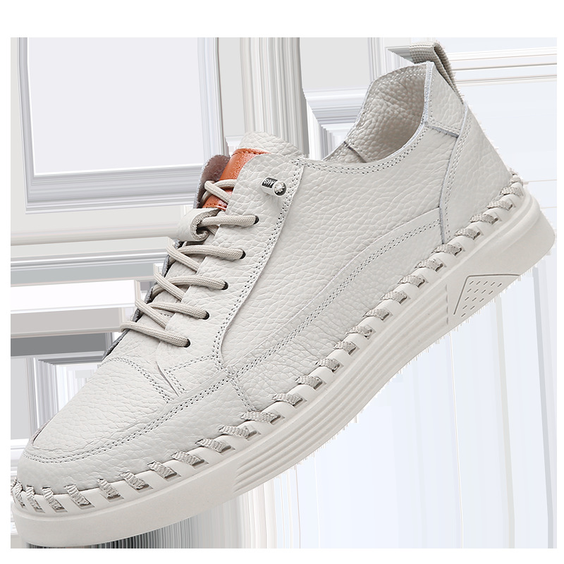 Men's Solid Color Versatile Genuine Leather Casual Sneakers foto 3