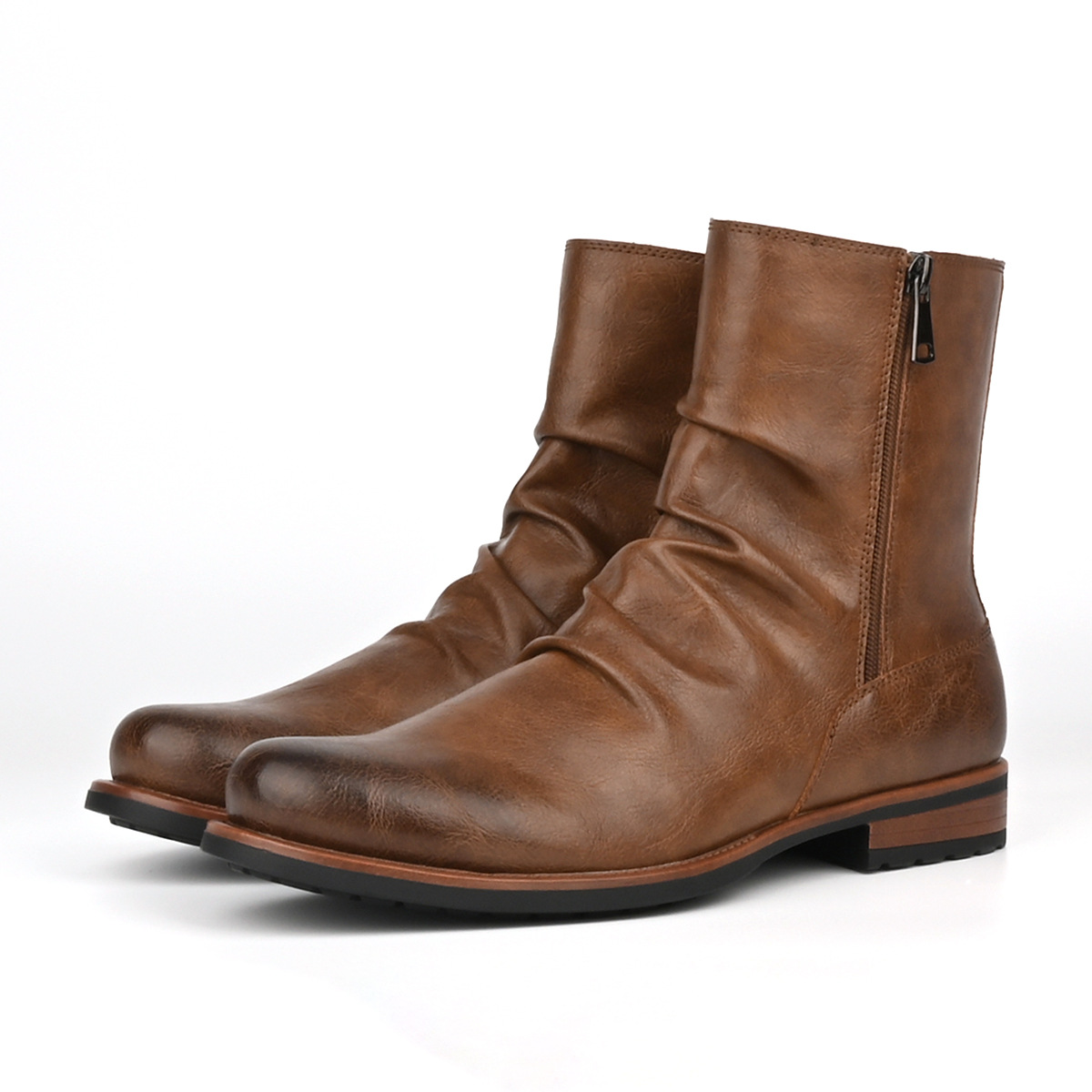 Men's Casual Versatile Solid-color Side-zip Boots foto 5